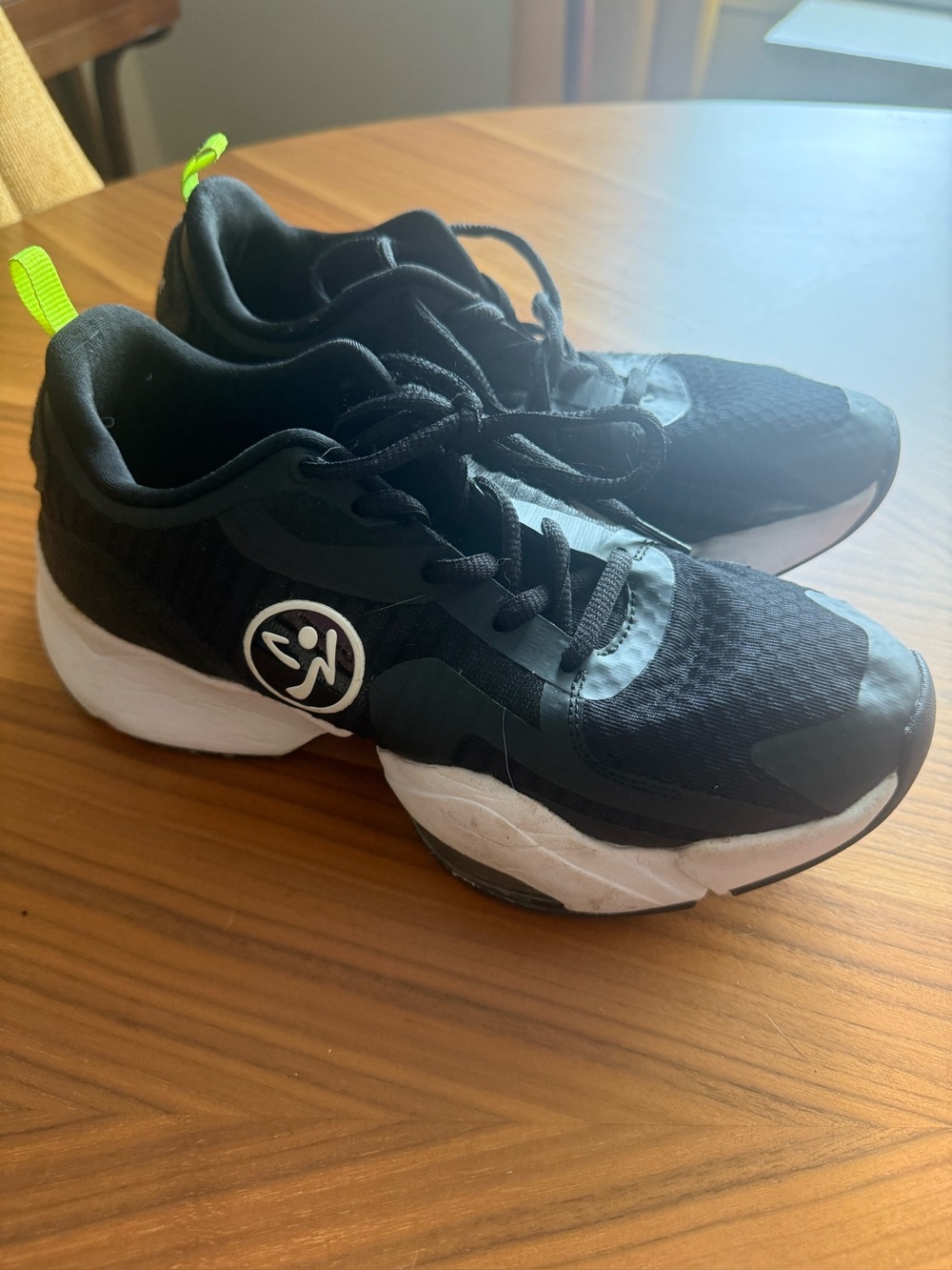 Youth Athletic Running Shoes - Black with Neon Accent